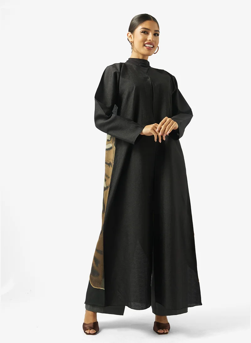 hayas closet  Black Abaya with back print for Women | Best Price UAE